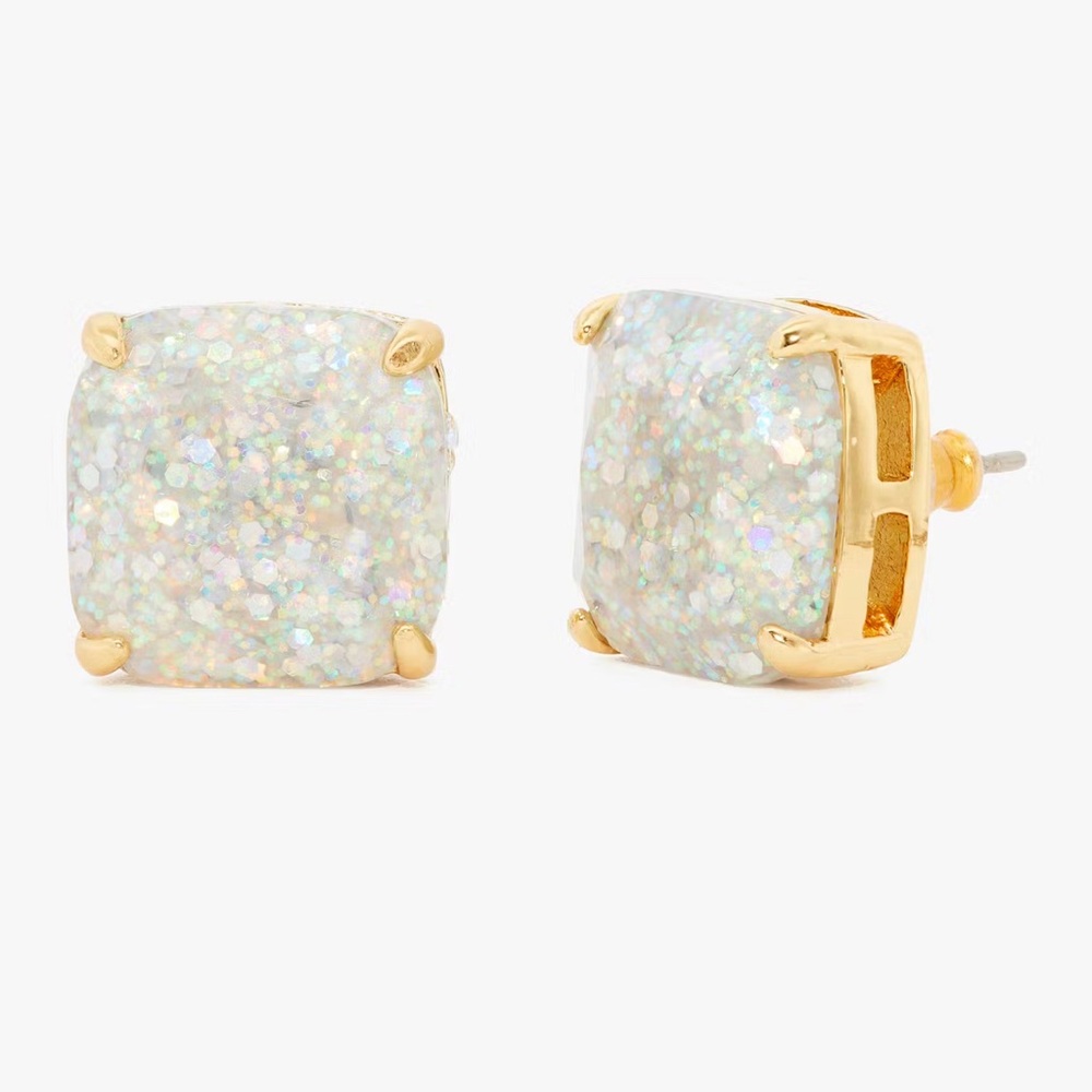 Small Square Studs Opal Glitter